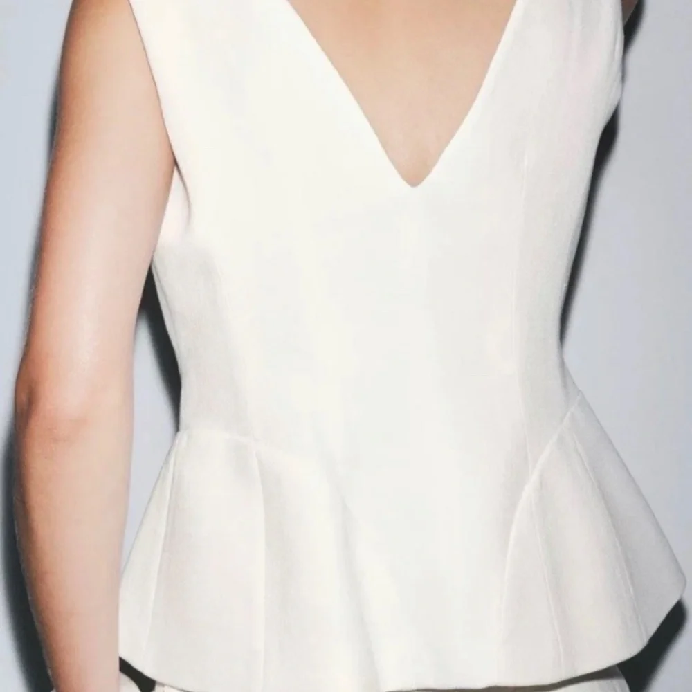 ZARA Linen Ivory Front Button Vest Size XL NWT - Picture 7 of 11